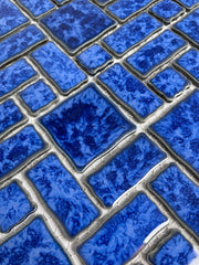TPACFD-RDM-PL Ultramarine Blue Random Sized Wavy Edges Porcelain Glazed Pool Mosaic Floor and Wall Tile for Backsplash, Kitchen, Bathroom, Swimming Pool