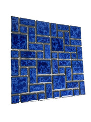 TPACFD-RDM-PL Ultramarine Blue Random Sized Wavy Edges Porcelain Glazed Pool Mosaic Floor and Wall Tile for Backsplash, Kitchen, Bathroom, Swimming Pool
