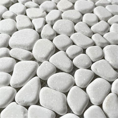 Thassos White Marble Pebble Stone River Rocks Mosaic Floor Wall Tile Tumbled for Kitchen Backsplash Bathroom Flooring Shower Outdoors