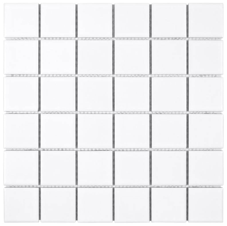 Tenedos Matte Finish Square 2x2 Porcelain Mosaic Wall Floor Tile on Mesh Mount for Kitchen Backsplashes, Bathroom Shower Floor, Spa, Pool (Box of 10 Sheets)