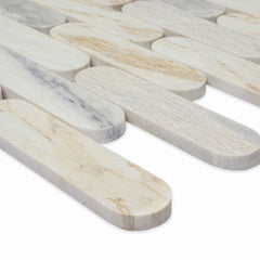 Angora Ellipse 12 in. x 12 in. Polished Marble Mesh-Mounted Mosaic Floor and Wall Tile by MSI (9.6 sq. ft. /Case)