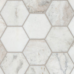Arabescato Venato 5 in. Hexagon 10 in. x 13 in. Honed Marble Mesh-Mounted Mosaic Floor and Wall Tile by MSI (8.98 sq. ft./case)