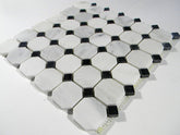 Cararra Arabescato 2" Octagon Polished with Black Dot Floor Wall Tile Backsplash
