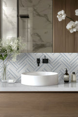 Azula Linea 8 in. x 13 in. Polished Marble Mosaic Floor and Wall Tile by MSI