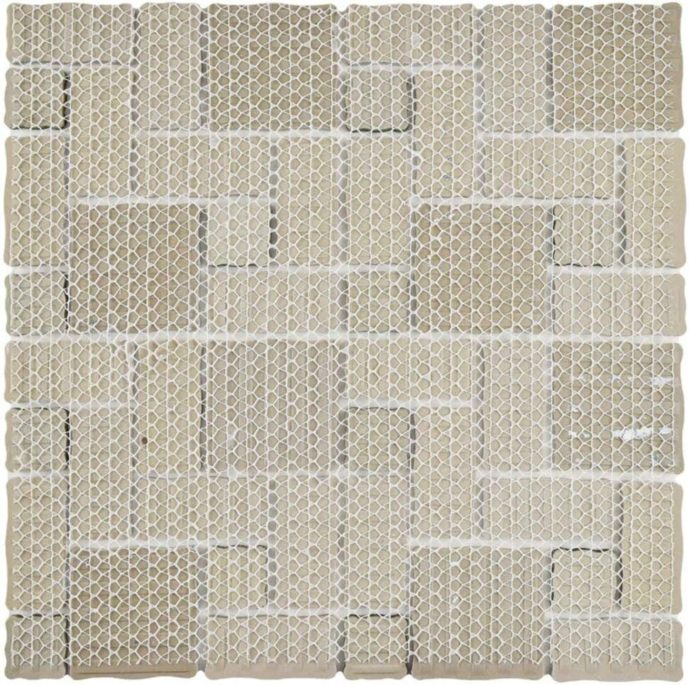 Wavy Rounded Patchwork Pattern Porcelain Mosaic Tile (Box of 10 Sheets) for Bathroom Floors and Walls and Kitchen Backsplash