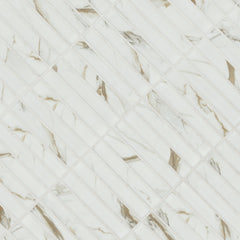 Calacatta Gold Stacked 12 in. x 12 in. Matte Porcelain Mesh-Mounted Mosaic Floor and Wall Tile