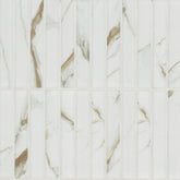 Calacatta Gold Stacked 12 in. x 12 in. Matte Porcelain Mesh-Mounted Mosaic Floor and Wall Tile