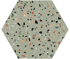 Abstract Salvia 8x9 Matte Hexagon Porcelain Tile for Kitchen Backsplash, Bathroom Wall, Shower, Fireplace, Indoor Floor & Wall, Modern Terrazzo Look