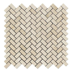 Crema Marfil Mini Herringbone Tile Polished- 1 piece