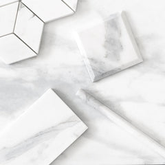 4x4 Calacatta Gold Italian Marble Subway Tile Wide Beveled Polished (Glossy)