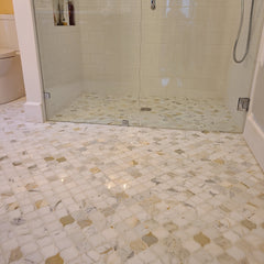 Calacatta Gold Marble Arabesque Baroque Mini Lantern Mosaic Tile Polished (Glossy)