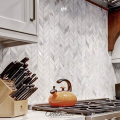 Calacatta Gold Italian Marble Leaf Shape Mosaic Tile Honed (Matte)