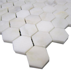 Calacatta Gold Italian Marble 1 in. Hexagon Mosaic Floor Wall Tile for Flooring Bathroom Shower, Kitchen Backsplash, Fireplace