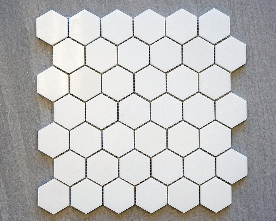 Bianco Pearl 2 inch Hexagon Polished Marble Mosaic Tile