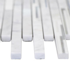 White Carrara Matte Random Brick Pattern Marble Stone Tiles