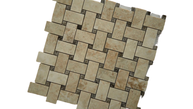 MS International SMOT-CRECAP-BWP Crema Cappuccino Basketweave 12-Inch x 12-Inch x 10mm Polished Marble Mosaic Tile