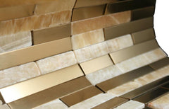 Honey Onyx Marble & Gold Stainless Steel Authentic Glass Mosaic Tiles - Tenedos