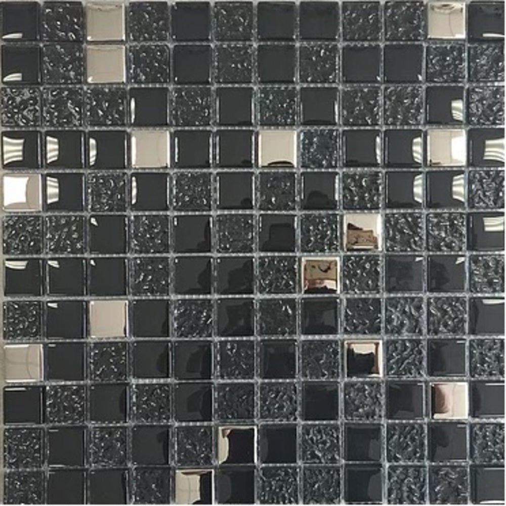Cosmic 1x1 Black Glass Mosaic Wall Tile