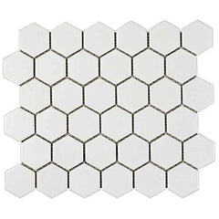 USCT White 2 inch Hexagon Porcelain Mosaic Wall Tile for Kitchen Backsplash, Bathroom Shower, Accent Wall- 10pcs/carton (10 sq ft)