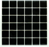 Vogue Premium Quality 2" Black Porcelain Square Mosaic Tile Shiny Look Designed In Italy (12x12) - Tenedos