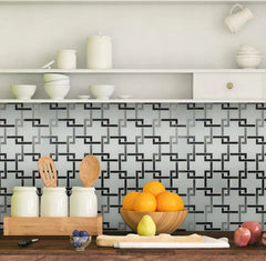 MSI Blanco Lynx 10.47 in. x 10.4 in. x 8 mm Polished Marble Stone with Metal Mosaic Floor Wall Tile