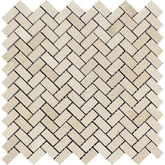 Crema Marfil Marble 1x2 Herringbone Mosaic (Honed) by Vogue Tile