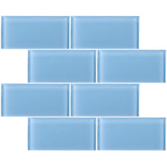 Pacific Ocean 3x6 Blue Glass Wall Tile for Bathroom Tile and Kitchen Backsplash Tile