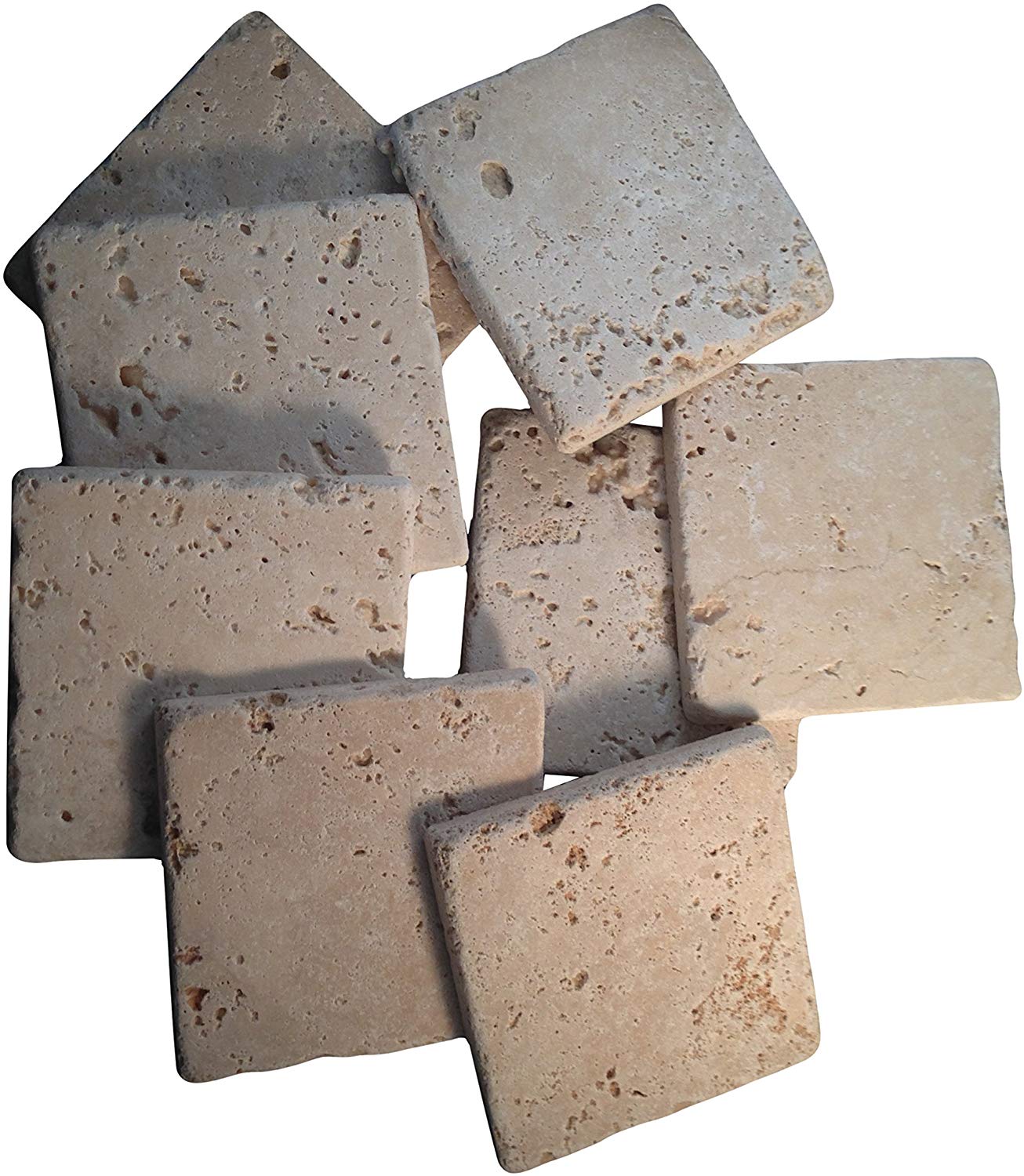 Coaster Tile-tumbled Travertine Porous Craft Floor Wall Tile in Ivory Color -4x4 (8 Pieces)