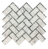 Premium White Carrara P1 Design Herringbone Marble Mosaic Wall Floor Tile for Kitchen backsplash, Bathroom Shower, Fireplace