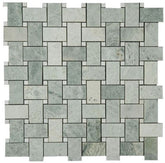 Ming Green Marble Basketweave with White Dot Polished Floor Wall Tile