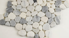 MS International 12 in. x 12 in. Black/White Pebbles Marble Mosaic Floor & Wall Tile