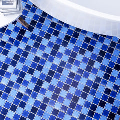Cobalt blue with Navy Blue and Sky Blue Square 2x2 Porcelain Mosaic Tile for Floor and Wall Tile, Pool Tile, Bathroom and Kitchen Walls Kitchen Backsplashes - Tenedos