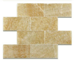 Tenedos Honey Onyx Subway 3x6 Marble Tile Premium Polished (Pack of 8 Pcs. 1 Sqft.)