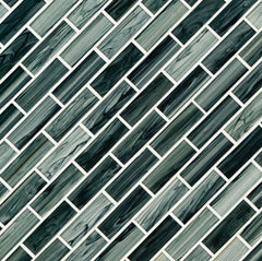 2X6 Ombre Brick Pattern Light Greenish Blue Stripe Glass Mosaic Tile for Kitchen Backsplash, Wall Tile for Bathroom, Shower Wall Tile, Accent Wall
