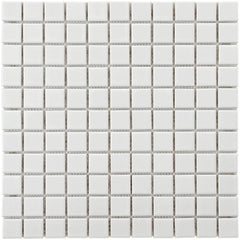 Square 1"White Matte Porcelain Floor and Wall Tile