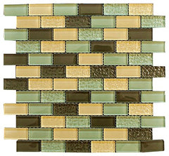 Soldier Green Crystal Brick Glass Mosaic Tile for Bathroom and Kitchen Walls Kitchen Backsplashes By Vogue Tile