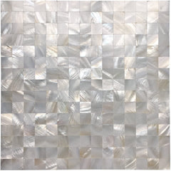Tenedos Mother of Pearl Oyster White Pearl Natural Seashell Seamless Square Tile for Kitchen Backsplashes, Bathroom Shower, Accent Decor