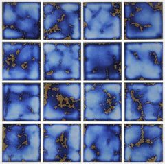 Premium Quality 3x3 Calacatta Blue Square Pattern Porcelain Mosaic Tile on Mesh on 12x12 sheet, Designed in Italy