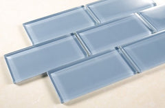 Pacific Ocean 3x6 Blue Glass Wall Tile for Bathroom Tile and Kitchen Backsplash Tile