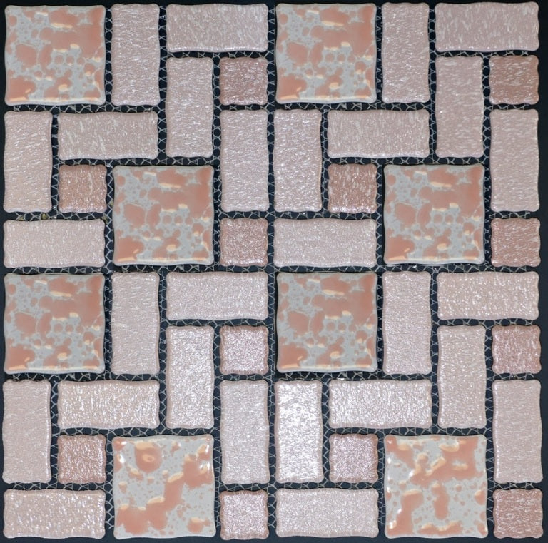Retro Pattern Pink Porcelain Mosaic Wall Floor  Tile for Bathroom Shower, Kitchen Backsplash, Accent décor, Fireplace