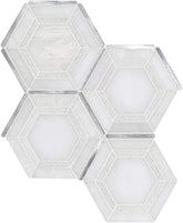 MS International Medici Silver Pattern 12.44 in. x 10.83 in. Marble Mesh-Mounted Mosaic Wall Tile for Bathroom, Floor Tile, Kitchen Backsplash and Countertop Tile, Gray, White, Silver