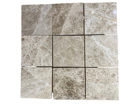 Light Emperador Premium Spain Polished Square 4x4 Marble Tile for Kitchen Backsplash Bathroom Flooring Shower - Tenedos