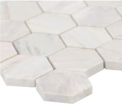 Classic Hexagon 2 Inch Beige, Grey, and Creamy Marble Floor and Wall Tile for Kitchen and Bathroom Backsplash, Shower Wall Tile, Accent Wall, Fireplace Surround (Box of 10 Sheets)