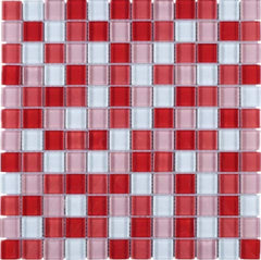 Square Multi Shade Glass Mosaic Tile for Kitchen Backsplashes, Bathroom Walls, Spa, Pool (Flame Red) - Tenedos