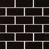 Black Subway Brick 2x4 Porcelain Wall Floor Tile Backsplash Shiny for Kitchen, Bathroom Shower, Accent Decor, Fireplace on 12x12 Mesh for Easy Installation