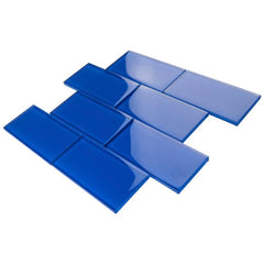 Premium Quality Blue 3x6 Glass Subway Wall Tile for Bathroom Walls, Kitchen Backsplashes by Tenedos