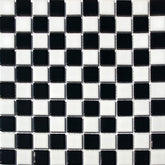 Square Checkered Tile Black & White Porcelain Mosaic Shiny Look 1-1/8" X 1-1/8"