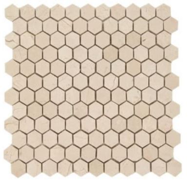 Crema Marfil Marble 1" Hexagon Mosaic Tile Polished - Tenedos
