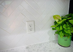 White Subway Wall Tile Gloss Finish 2x8 (60 pieces- Box of 6.5 Sqft) for Kitchen Backsplash, Accent Wall and Bathroom Wall