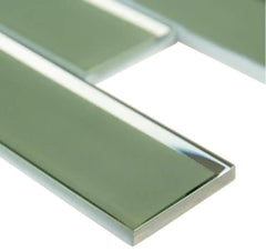 Evergreen Beveled Look Subway 2x6 Glass Mosaic Wall Tile for Kitchen Backsplash, Bathroom Walls